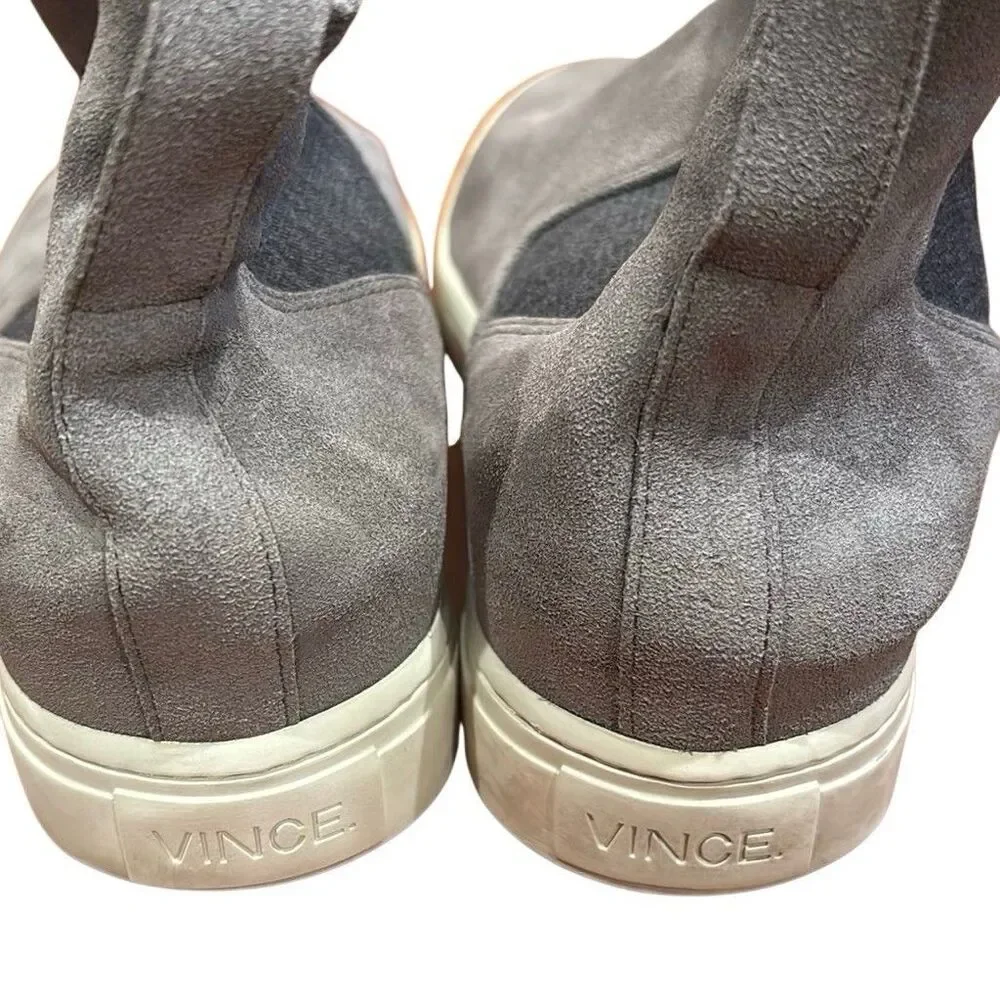 Vince Men's Gray Suede Chelsea Ankle Slip-On Boots Round Toe Pull Tab 8.5